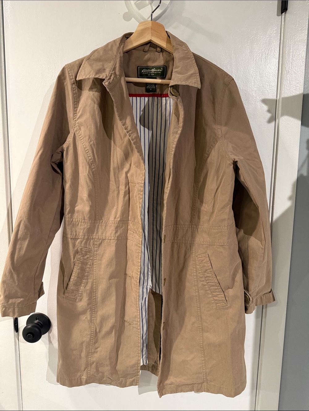 Eddie Bauer Tan Cotton Blend Lightweight Trench Coat